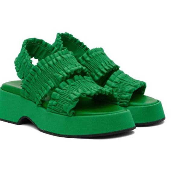 GANNI - Green Smock Platform Sandals - Size 11 - Picture 4 of 10